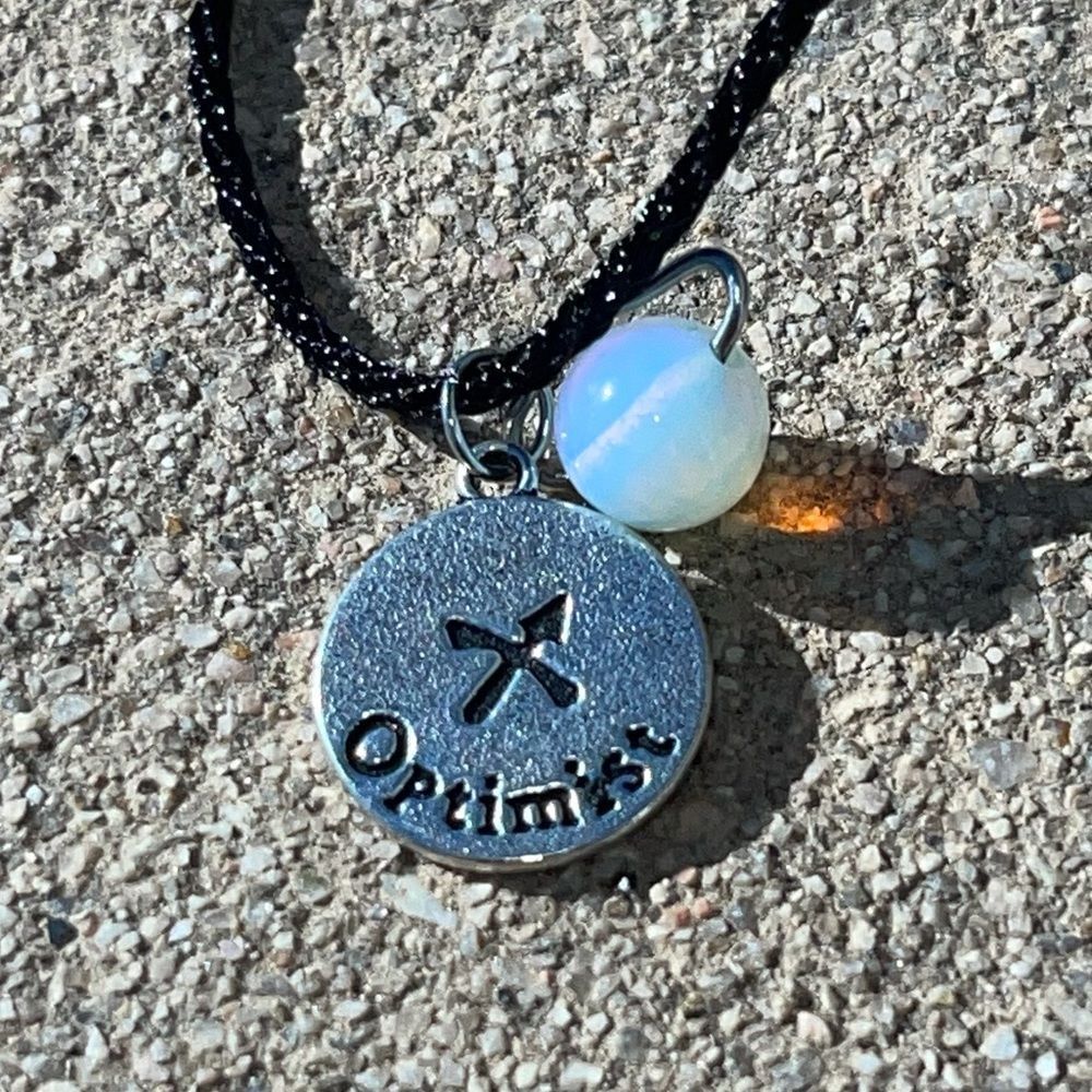 SAGITTARIUS IRON ZODIAC AND MOONSTONE PLANET CHARM BLACK SILK CORD NECKL… - Picture 2 of 7